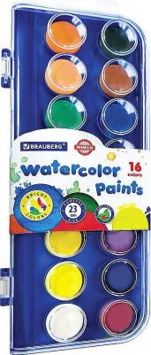 Краски акварельные сухие "PREMIUM" 16 цветов, круглые кюветы 23 мм, пенал с европодвесом, 191744 – фото 6