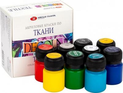 Акриловые краски для ткани (9 штук по 20 мл) – фото 4