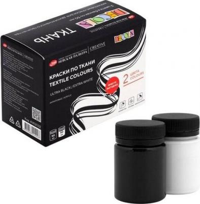 Краска по ткани, набор 2 цвета х 50 мл, ЗХК Ultra black/Extra white, белый/черный, акриловая на водной основе – фото 3