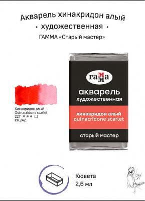 Акварель художественная "Старый мастер", хинакридон алый, 2,6 мл, кювета – фото 5