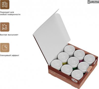 Краски акриловые "Хобби", 9 цветов по 20 мл, в баночках, 3012197 – фото 8