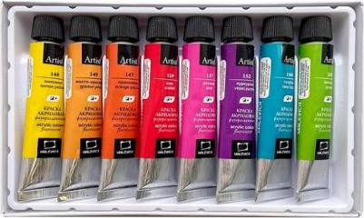 Краски акриловые флуоресцентные, 8 цветов по 12 мл, 612005 – фото 3