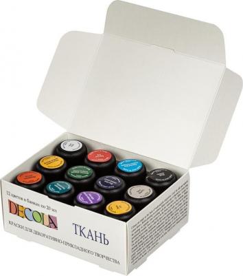 Краски по ткани акриловые "Декола", 12 цветов по 20 мл, в баночках, 4141216 – фото 15