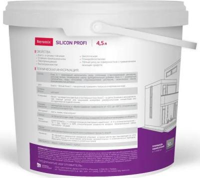Фасадная краска Silicon Profi матовая цвет белый база А 4.5 л – фото 3