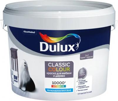 Краска для мебели и дерева Classic Colour моющаяся матовая цвет белый база А 2.5 л – фото 1