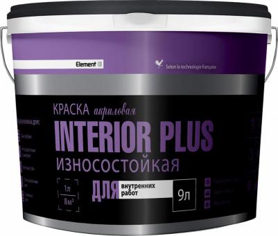 Краска акриловая интерьерная влагостойкая INTERIOR PLUS SE база А 9 л