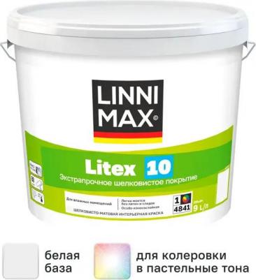 Краска для стен и потолков Litex 10 моющаяся матовая цвет белый база 1 9 л – фото 1