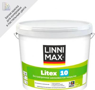 Краска для стен и потолков Litex 10 моющаяся матовая цвет белый база 1 9 л