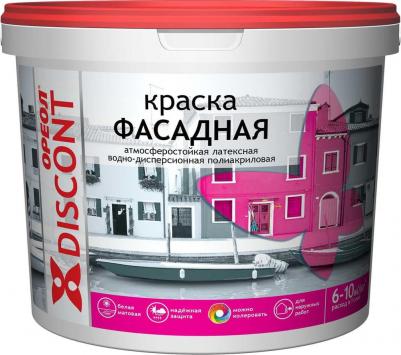 Краска воднодисперсионная, Дисконт, фасадная, матовая, белая, 3 кг