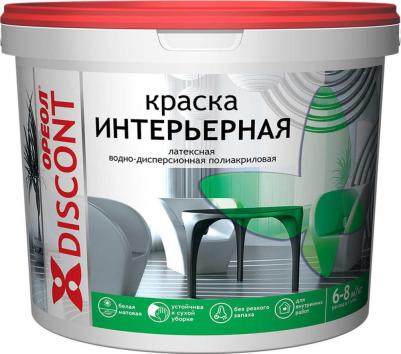 Краска воднодисперсионная, Дисконт, интерьерная, матовая, белая, 6.5 кг