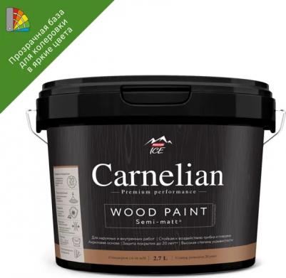 Краска для древесины Carnelian моющаяся матовая прозрачная база С 2.7 л