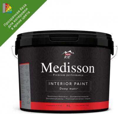 Краска для стен и потолков Medisson матовая прозрачная база С 9 л