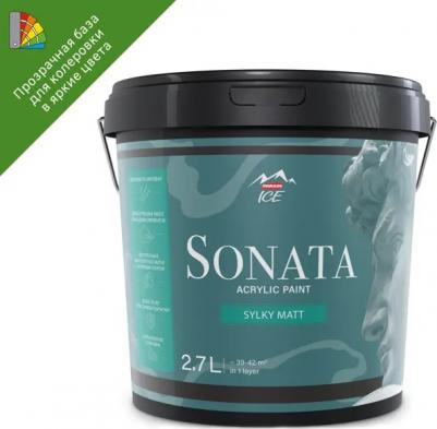 Краска для стен и потолков Sonata Silky Matt моющаяся полуматовая прозрачная база С 2.7 л