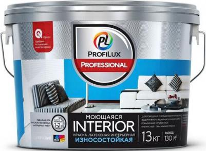 Моющаяся латексная воднодисперсионная краска для стен и потолков Professional INTERIOR 4680012024971