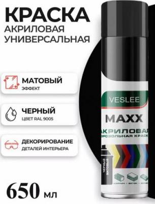MAXX Чёрный матовый RAL 9005 краска в баллончике – фото 1