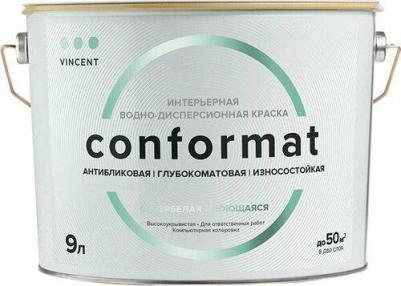 Краска для стен и потолков Conformat база А, белая, глубокоматовая (9л) – фото 2