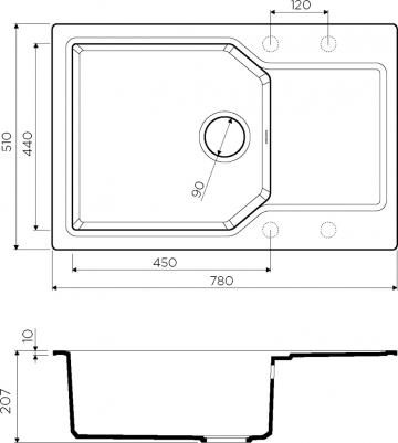Yonaka 78-LB-BL Artgranit/черный – фото 1