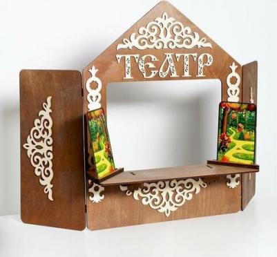 Ширма для кукольного театра с декорациями, дерево, 70 x 55 см – фото 3