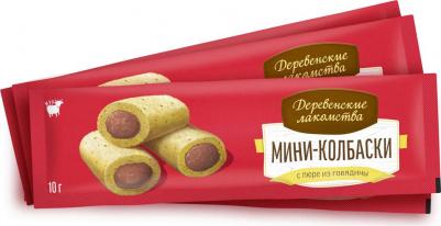 Лакомство для кошек Мини-колбаски с пюре из говядины 4х10г – фото 1