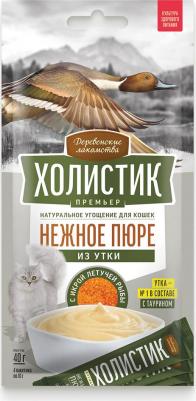 Лакомство для кошек Нежное пюре из утки с икрой летучей рыбы, 4х10 г