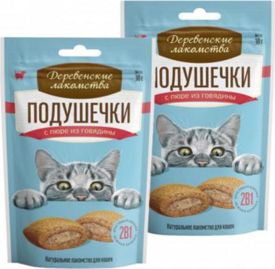 Лакомство для кошек Подушечки с пюре из говядины 30г – фото 2