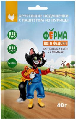 Лакомство для кошек и котят хрустящие подушечки с паштетом из курицы 40г