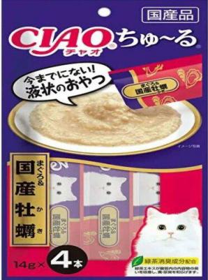 Churu лакомство-пюре для кошек с тунцом, магуро и устрицей - 14 г, 4 шт