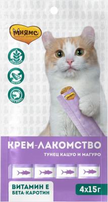 Крем-лакомство для кошек (Тунец Кацуо и Магуро, 15 г. х 4 шт.) – фото 1