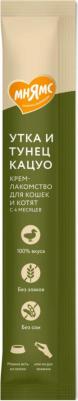 Лакомство для кошек Крем-лакомство с уткой и тунцом Кацуо, 15 г – фото 2