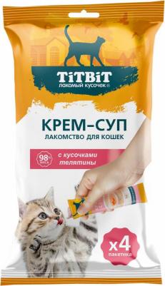 Лакомство для кошек, крем-суп с кусочками телятины, 4 шт по 10 г – фото 4