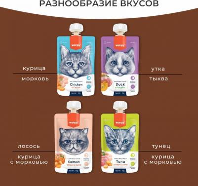 Лакомство для кошек Cat Мясной мусс из лосося и курицы с морковью 90г – фото 1