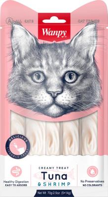 Лакомство для кошек Cat нежное пюре из тунца и креветок, 70 г