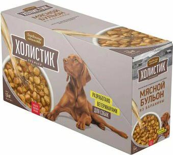 Холистик Премьер лакомство для собак мясной бульон из баранины, в паучах - 160 г повседневный холистик холистики для взрослых с бараниной для всех – фото 1
