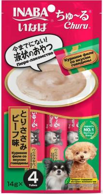 Лакомство для собак Churu Куриное филе со вкусом говядины, пюре 14г*4шт – фото 3