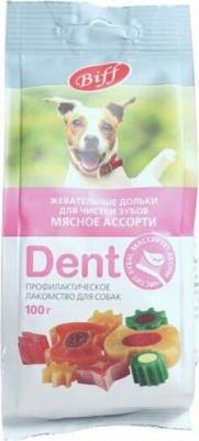 DENT 100 г жевательные дольки мясное ассорти для собак 100 г