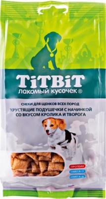 Лакомство Подушечки хрустящие с начинкой со вкусом кролика и творога для щенков 95 г – фото 12