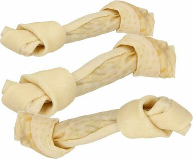Лакомство для собак, кость узловая из сыромятной кожи, 10см, 3шт по 30-35г – фото 1