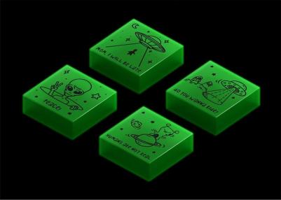 Ластик "Aliens", 4 штуки, 28 х 28 х 12 мм, флуоресцентный – фото 3