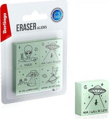 Ластик "Aliens", 4 штуки, 28 х 28 х 12 мм, флуоресцентный – фото 6