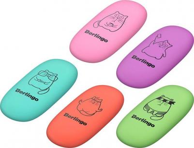 Ластик "Lazy Cats", 5 штук, овальные, 49 х 23 х 9 мм