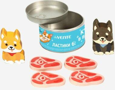 Ластик Happy Friends, набор 6 штук, 42х22х7мм и 40х21х5мм, железная банка – фото 1