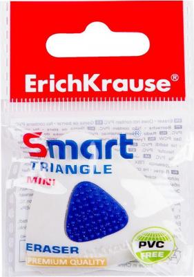 Ластик "Smart&Soft Mini", 36х36х8 мм, белый, треугольный, синий пластиковый держатель, 45552 – фото 1