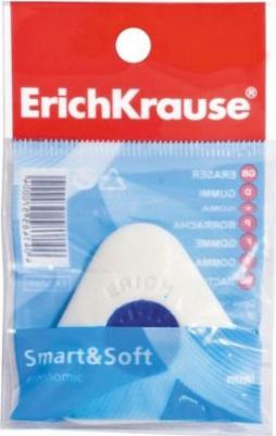 Ластик "Smart&Soft Mini", 36х36х8 мм, белый, треугольный, синий пластиковый держатель, 45552 – фото 9