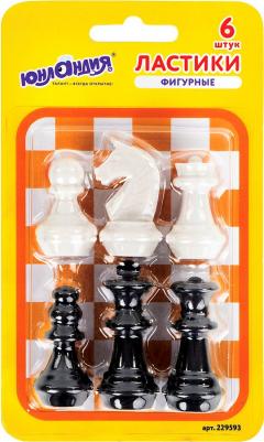 Ластики фигурные "Шахматы" НАБОР 6 шт., черно-белые, 229593
