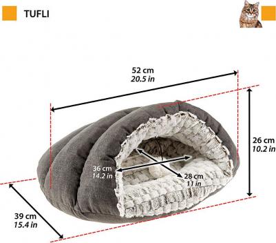 Мягкий домик для кошек TUFLI CUSCINO с игрушкой 39х24х48 см – фото 4