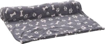 Zuma подстилка-плед для кошек и собак, серый с рисунком косточки, лапки, флис - 150 х 200 см для всех возрастов для всех пород Китай 1 уп. х 1 шт. х