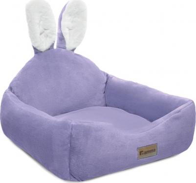Лежанка квадратная Зайка, сиреневая, 500*500*220мм – фото 1