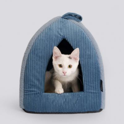 Дом для кошек и собак Вельвет, 33х33х36 см, синий