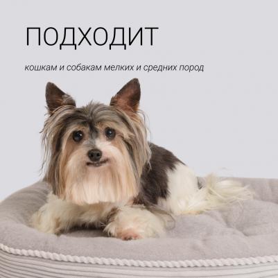 Лежак для кошек и собак мелких и средних пород Вельвет, 60х50х9 см, серый – фото 7