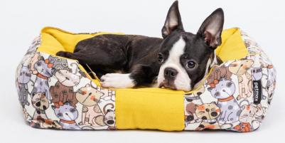 Лежак для собак и кошек Коты, 50х40х10 см, желтый